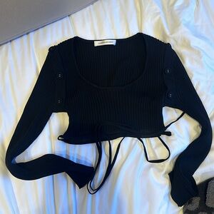 Christopher Esber Scoop Neck Long Sleeve Crop Top